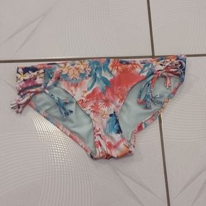 4/$30 Floral Bikini Bottom With Tasselled Tie-Ups - Size Medium